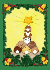 Full color version of Bunny Tree coloring card